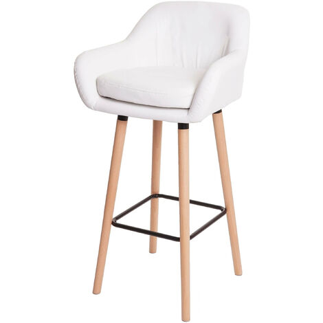 Mendler – Tabouret de bar Malmö T381 – 2x en simili cuir blanc – Hauteur d'assise 78,5 cm – Repose-pieds stable – Design moderne (1/5)