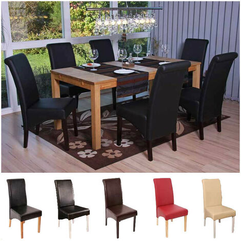 Mendler – Lot de 6 chaises salle à manger M37 – Cuir enduit crème – Pieds foncés – Rembourrage confortable – Coins arrondis (1/5)