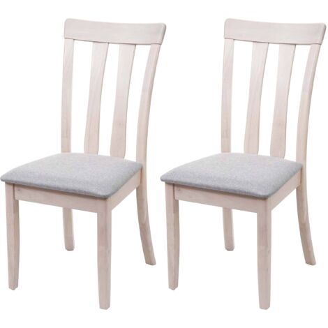 2x chaise de salle à manger HWC-G46, tissu, en bois massif - châssis clair, gris (1/5)