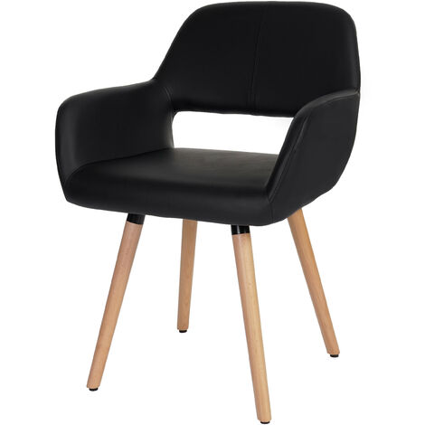 6x chaise de salle à manger Altena II, fauteuil, design rétro des années 50 - similicuir, noir (1/5)