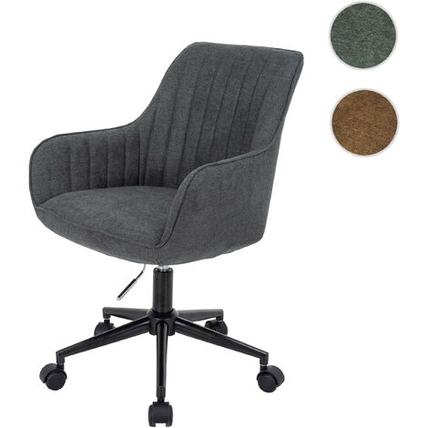 Chaise de bureau HWC-J62, chaise pivotante chaise de bureau tissu/textile avec accoudoirs marron (1/5)