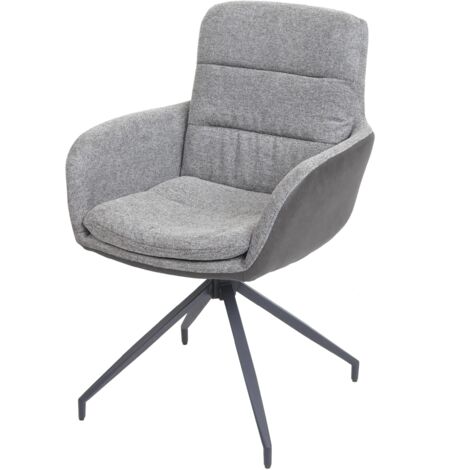 Chaise de salle à manger HWC-K32, chaise de cuisine, pivotante position auto, tissu/textile gris-g (1/5)