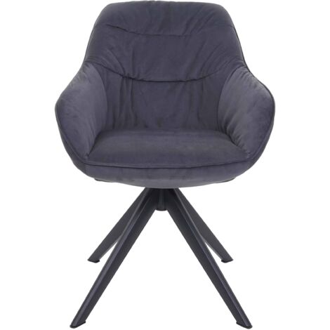 Chaise de salle à manger HWC-K28 - avec accoudoirs - pivotante - métal - tissu/textile gris (1/5)
