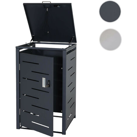Habillage pour 1 poubelle HWC-E83 - abri pour poubelle Couverture pour poubelle - extensible 103x60x62cm - acier inoxydable 23k (1/5)