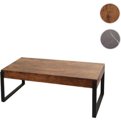 Table basse HWC-L53 - Table de salon Table d'appoint Table de salon - métal 43x110x64cm - aspect marbre gris (1/5)
