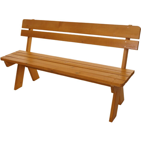 Banc de jardin HWC-L66 - banc en bois Banc de parc - qualité gastronomique - bois massif 148cm - miel (1/5)