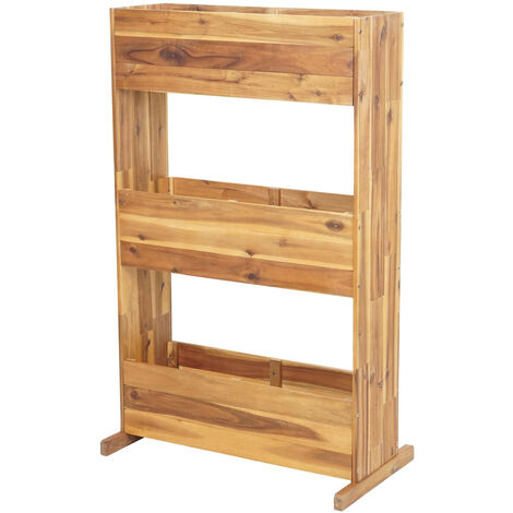 Étagère de jardinière HWC-L20 - jardinière surélevée - 115x71x40cm Outdoor bois d'acacia certifié MVG - 3 rangées marron (1/5)