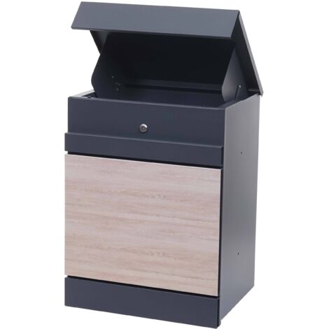 Boîte aux lettres HWC-K41 Boîte à colis - métal - galvanisé anthracite aspect bois