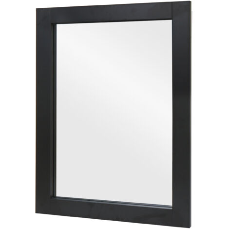 miroir mural HWC-L86 - miroir de salle de bain miroir de salle de bain - certifié MVG 72x52cm - noir (1/5)