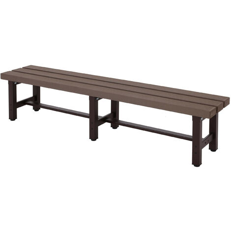 Banc de jardin alu HWC-K60 - banc banc de parc banc de balcon - résistant aux intempéries WPC 180cm - brun (1/5)