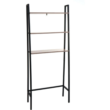 Étagère HWC-K82 - Étagère de salle de bain Étagère pour machine à laver Étagère échelle - Industrial métal bois 155x64x25cm - g (1/5)