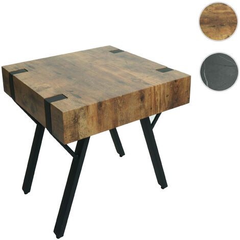 Table d'appoint HWC-L54 - table basse table de chevet table de salon - fer MDF 50x55x50cm - aspect marbre gris (1/5)