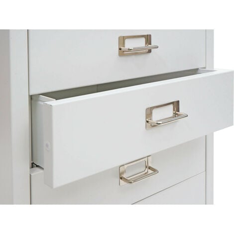 Caisson à roulettes HWC-L49 - armoire à tiroirs en acier armoire à dossiers - métal 55x40x41cm 4 tiroirs - blanc