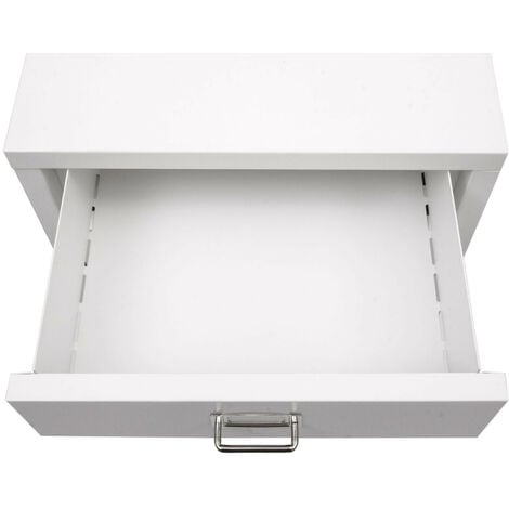 Caisson à roulettes HWC-L49 - armoire à tiroirs en acier armoire à dossiers - métal 55x40x41cm 4 tiroirs - blanc
