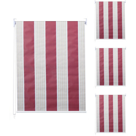 Lot de 4 stores à enroulement HWC-D52, stores à enroulement latéral, 100x160cm protection solaire opaque rouge/blanc/beige (1/5)