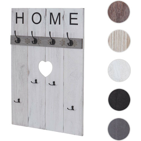 Penderie murale HWC-C89 Home - Penderie panneau Penderie - Shabby-Look Vintage - 8 Crochets 91x60cm - grau-blau (1/5)