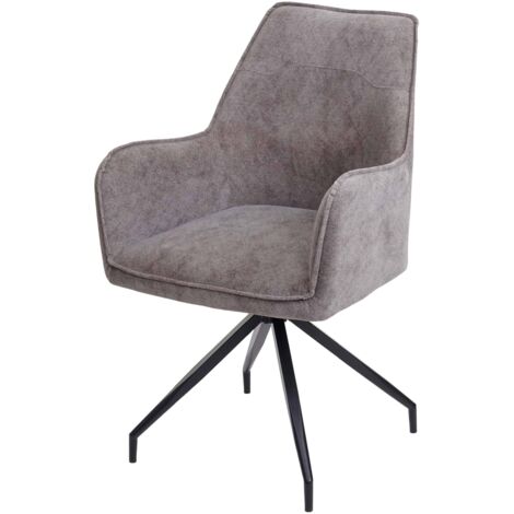 Chaise de salle à manger HWC-K15, chaise de cuisine rembourrée chaise avec accoudoirs gris foncé (1/5)