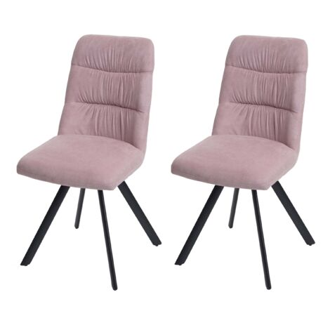 Lot de 2 chaises de salle à manger HWC-J69, chaise de cuisine, pivotante Auto-Position, velours ro (1/5)
