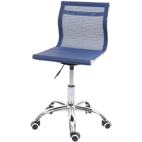 Chaise de bureau HWC-K53 - chaise pivotante chaise de bureau chaise d'ordinateur - tissu résille/textile - bleu (1/5)