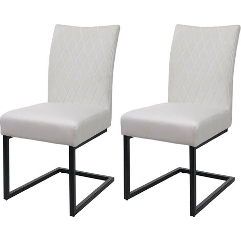 Lot de 2 chaises cantilever HWC-L15 - chaise visiteur chaise de conférence - velours acier époxy - crème-beige (1/5)
