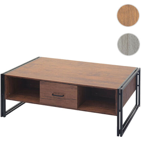 Table basse HWC-A27b, Table d'appoint, structure 3D, 45x150x60cm MVG-certifié, métal aspect chêne (1/5)