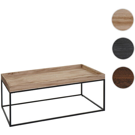 Table basse HWC-K71 - table basse table d'appoint - bois massif métal 46x110x60cm - brun foncé (1/5)