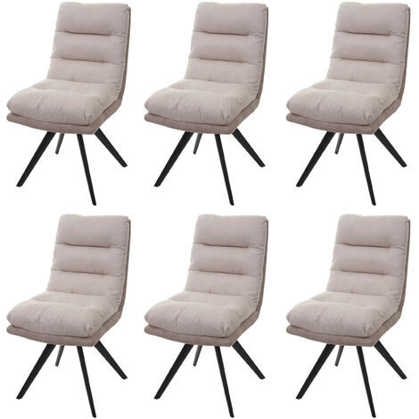 Lot de 6 chaises de salle à manger HWC-G66 - chaise de cuisine pivotante Auto-Position tissu/textile - crème (1/5)