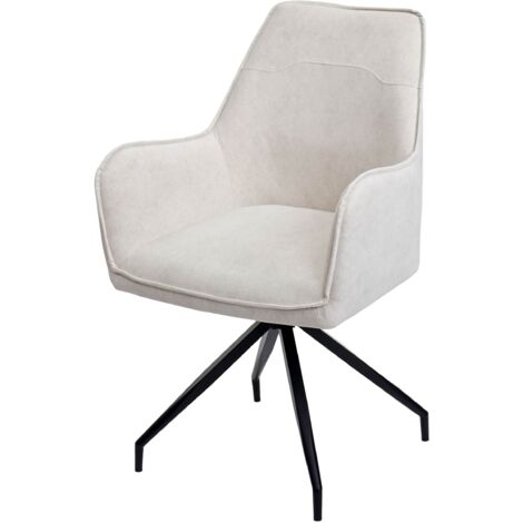Chaise de salle à manger HWC-K15, chaise de cuisine rembourrée chaise avec accoudoirs, tissu/textile (1/5)