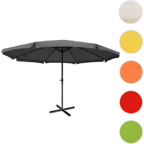 Parasol Meran Pro - parasol de marché gastronomique avec volant Ø 5m polyester/alu 28kg - jaune sans support (1/5)