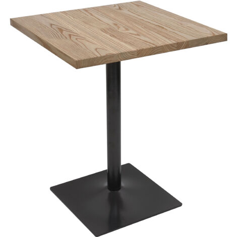 Table de bistrot HWC-H10 - table de bar - gastronomie industrielle bois d'orme certifié MVG 76x60x60cm - brun clair (1/5)