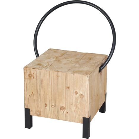 Chaise de salle à manger HWC-L76 - Chaise visiteur Tabouret - Industrial Métal massif-bois certifié MVG - naturel (1/5)