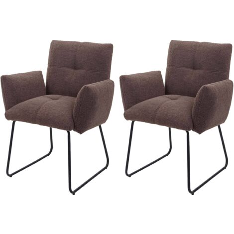 Lot de 2 chaises de salle à manger HWC-K34, chaise de cuisine rembourrée chaise avec accoudoirs, Oek (1/5)