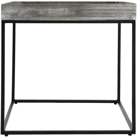 Table d'appoint HWC-K71 - table basse table - certifiée MVG bois de paulownia métal 60x60x60cm - gris foncé
