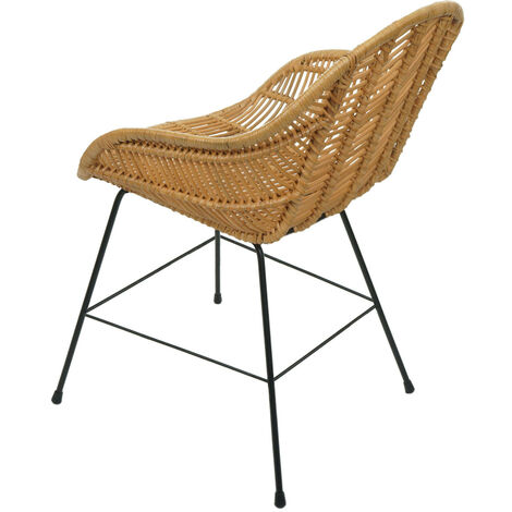Lot De 6 Chaises Salle à Manger HWC-M28 - Rotin Cubu, Métal Noir - Choix Couleur