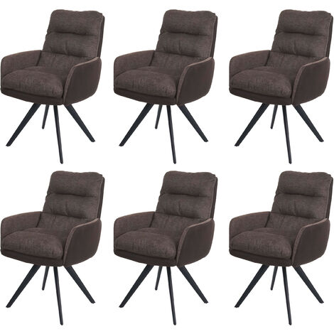 Lot de 6 chaises de salle à manger HWC-G66 - chaise de cuisine pivotante Auto-Position tissu/textile - brun-brun foncé - avec a (1/5)