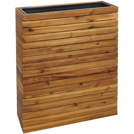 Jardinière HWC-L21 - bac à plantes surélevé Pot de fleurs - carré 77x63x23cm Outdoor Acacia bois certifié MVG - brun (1/5)