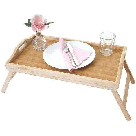 Plateau HWC-B88, plateau à servir / déjeuner, plateau de décoration, bambou 21x64x30cm (1/5)