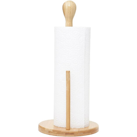 Porte essuie-tout HWC-B84, porte-papier, support, bambou 34x16x16cm (1/5)
