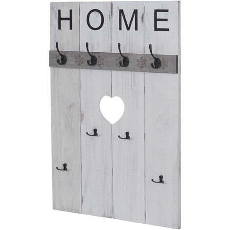 Halifax Armoire murale 6 crochets et 1 porte-chapeau, look antique blanc