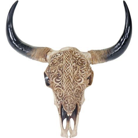 Crâne de taureau 65cm HWC-T454, tête avec longues cornes, polyrésine, trophée tribal, intérieur/plei (1/5)