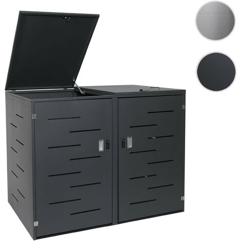 Enveloppement pour 2 poubelles HWC-E83, revêtement, extensible, 108x61x94cm acier affiné (1/5)