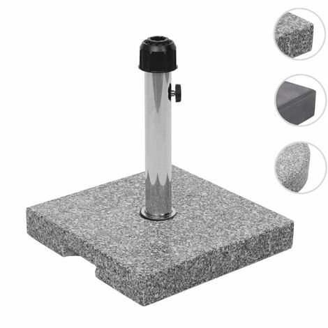 Porte-parasol HWC-F92, support pour parasol, granit 23kg, noir, anguleux (1/5)