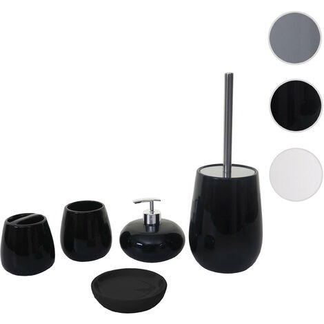 Ensemble de salle de bains 5 pièces HWC-C72, accessoires de salle de bains, céramique blanc (1/5)