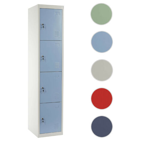 Meuble-classeur Boston T163, vestiaire, placard en métal, 180x38x45cm bleu (1/5)