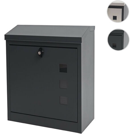 Boîte aux lettres XXL HWC-H26, verrouillable, revêtement en poudre 52x44x25cm noir acier inoxydabl (1/5)