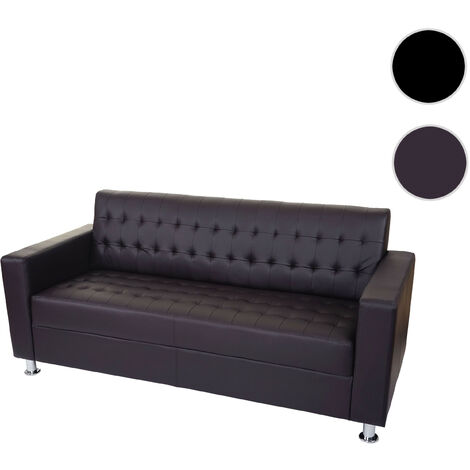 Canapé 3 places Kunda, sofa de salon, similicuir, pieds métalliques café (1/5)