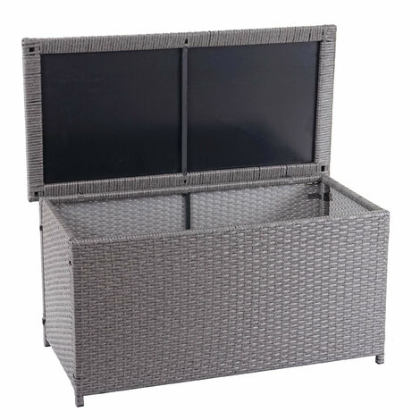 Coffre à coussins en polyrotin, HWC-D88, coffre jardin  Basic gris, 51x115x59 cm, 250l (1/5)