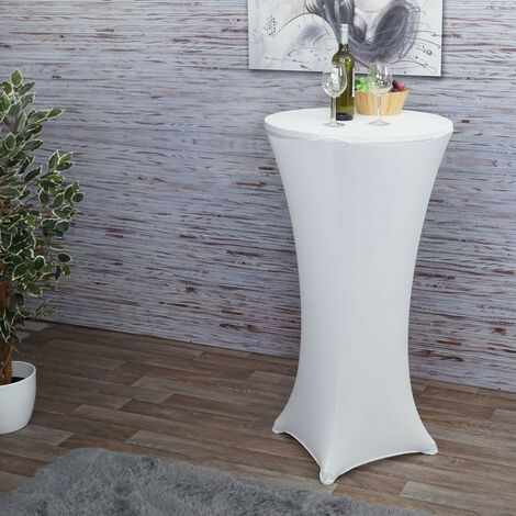 Housse de table de bar HWC-J30, housse de table, stretch Ø 60cm blanc (1/5)