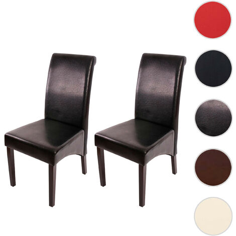 2x Chaise de salle à manger Chaise M37 cuir, noir, pieds blancs (1/5)