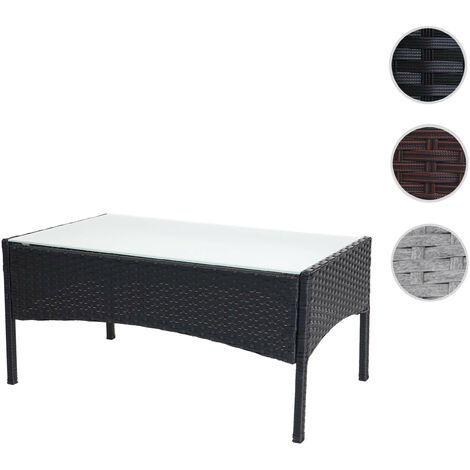 Table de jardin Halden, poly-rotin, avec plaque de verre anthracite (1/5)